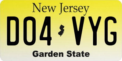 NJ license plate D04VYG