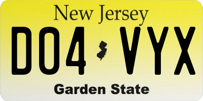 NJ license plate D04VYX