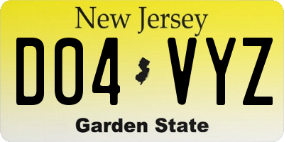 NJ license plate D04VYZ