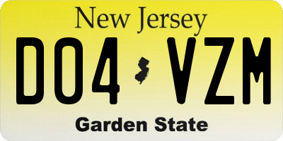 NJ license plate D04VZM