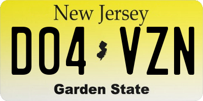 NJ license plate D04VZN