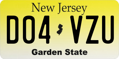NJ license plate D04VZU