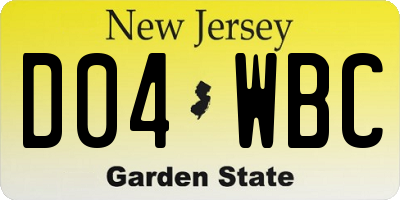 NJ license plate D04WBC