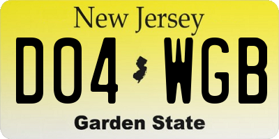 NJ license plate D04WGB