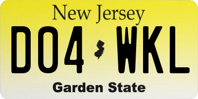 NJ license plate D04WKL