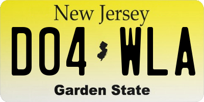 NJ license plate D04WLA