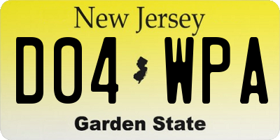 NJ license plate D04WPA