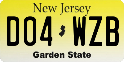 NJ license plate D04WZB
