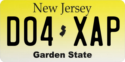 NJ license plate D04XAP