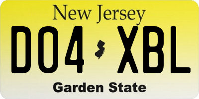 NJ license plate D04XBL