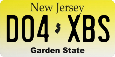 NJ license plate D04XBS