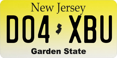 NJ license plate D04XBU