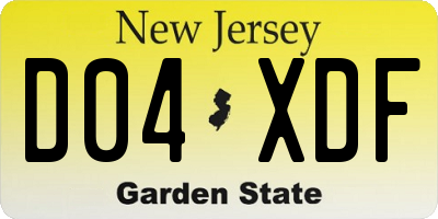 NJ license plate D04XDF