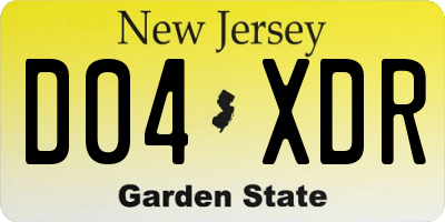 NJ license plate D04XDR