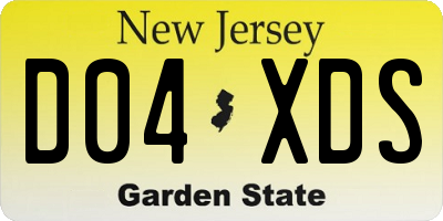NJ license plate D04XDS