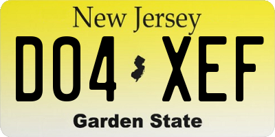 NJ license plate D04XEF