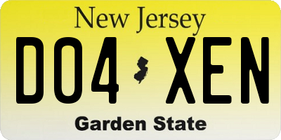 NJ license plate D04XEN