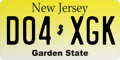 NJ license plate D04XGK