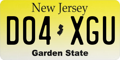 NJ license plate D04XGU