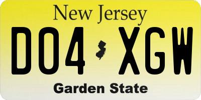 NJ license plate D04XGW