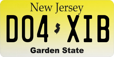 NJ license plate D04XIB