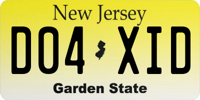 NJ license plate D04XID