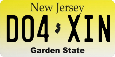 NJ license plate D04XIN