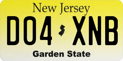 NJ license plate D04XNB