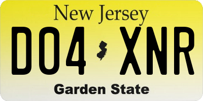 NJ license plate D04XNR