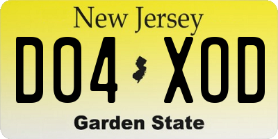 NJ license plate D04XOD
