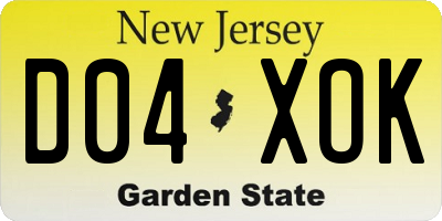 NJ license plate D04XOK