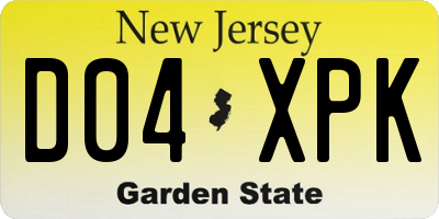 NJ license plate D04XPK