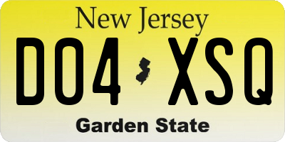 NJ license plate D04XSQ