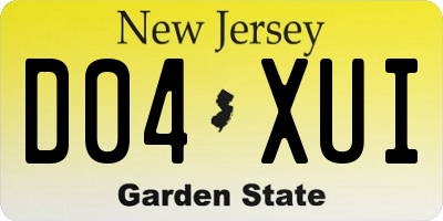 NJ license plate D04XUI