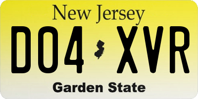 NJ license plate D04XVR