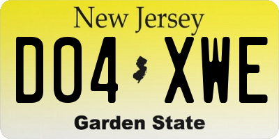 NJ license plate D04XWE