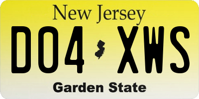 NJ license plate D04XWS