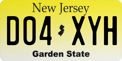 NJ license plate D04XYH