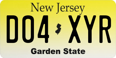 NJ license plate D04XYR