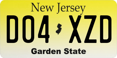 NJ license plate D04XZD