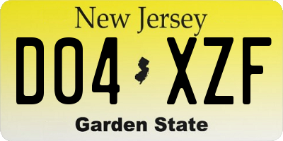 NJ license plate D04XZF