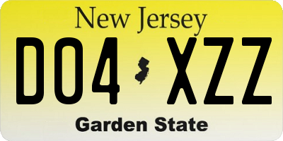 NJ license plate D04XZZ
