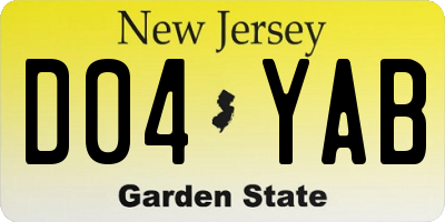NJ license plate D04YAB
