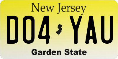 NJ license plate D04YAU