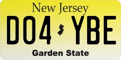 NJ license plate D04YBE