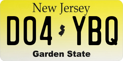 NJ license plate D04YBQ