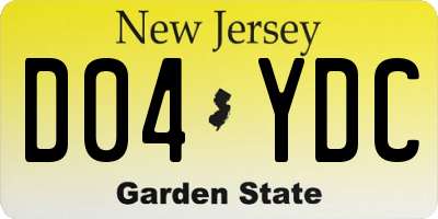 NJ license plate D04YDC