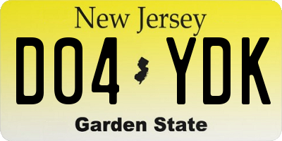 NJ license plate D04YDK