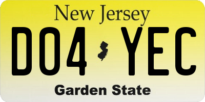 NJ license plate D04YEC