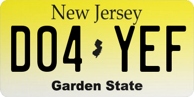 NJ license plate D04YEF